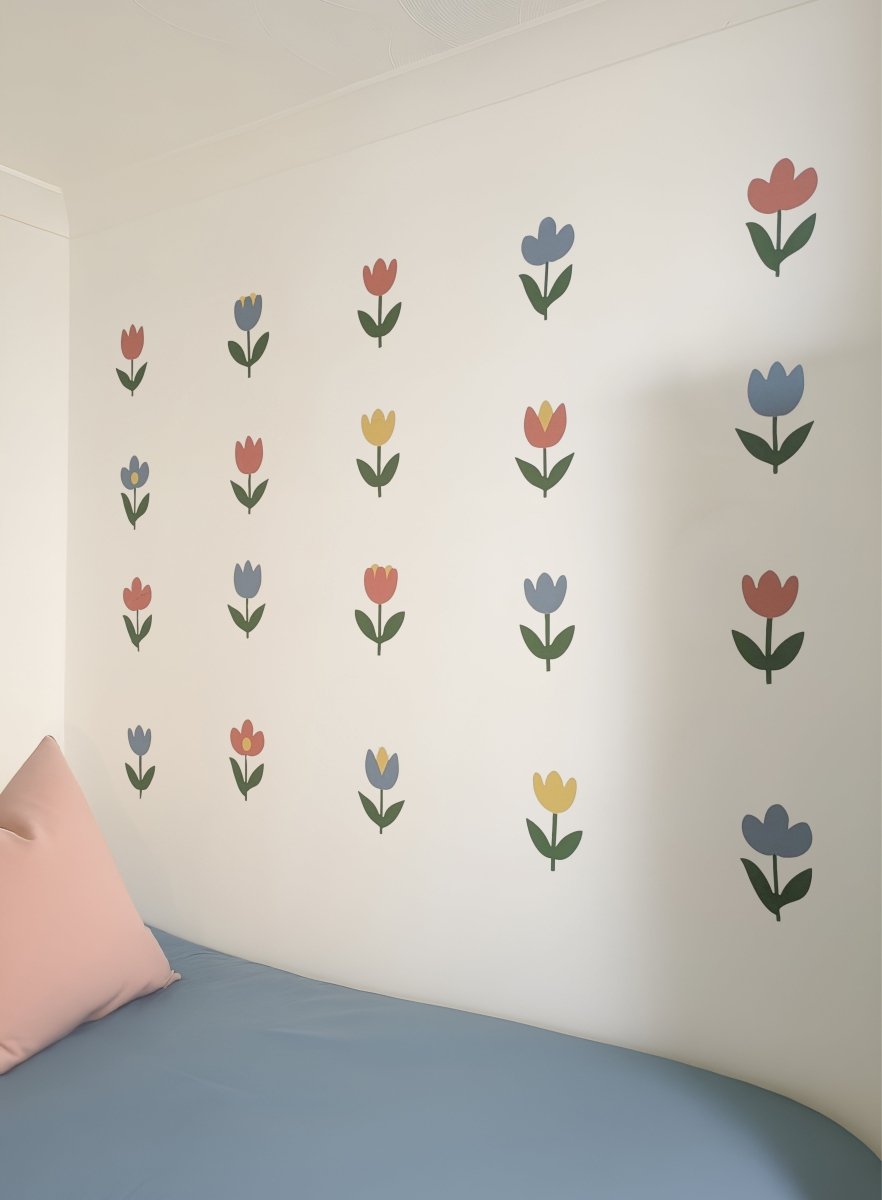 Premium Fabric Nursery Wall Stickers - Tulips Flowers - RoseRowanDesign -