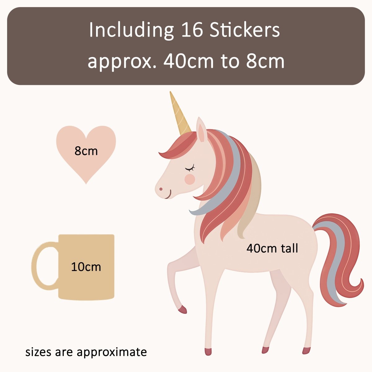 Premium Fabric Nursery Wall Stickers - Unicorns - RoseRowanDesign -