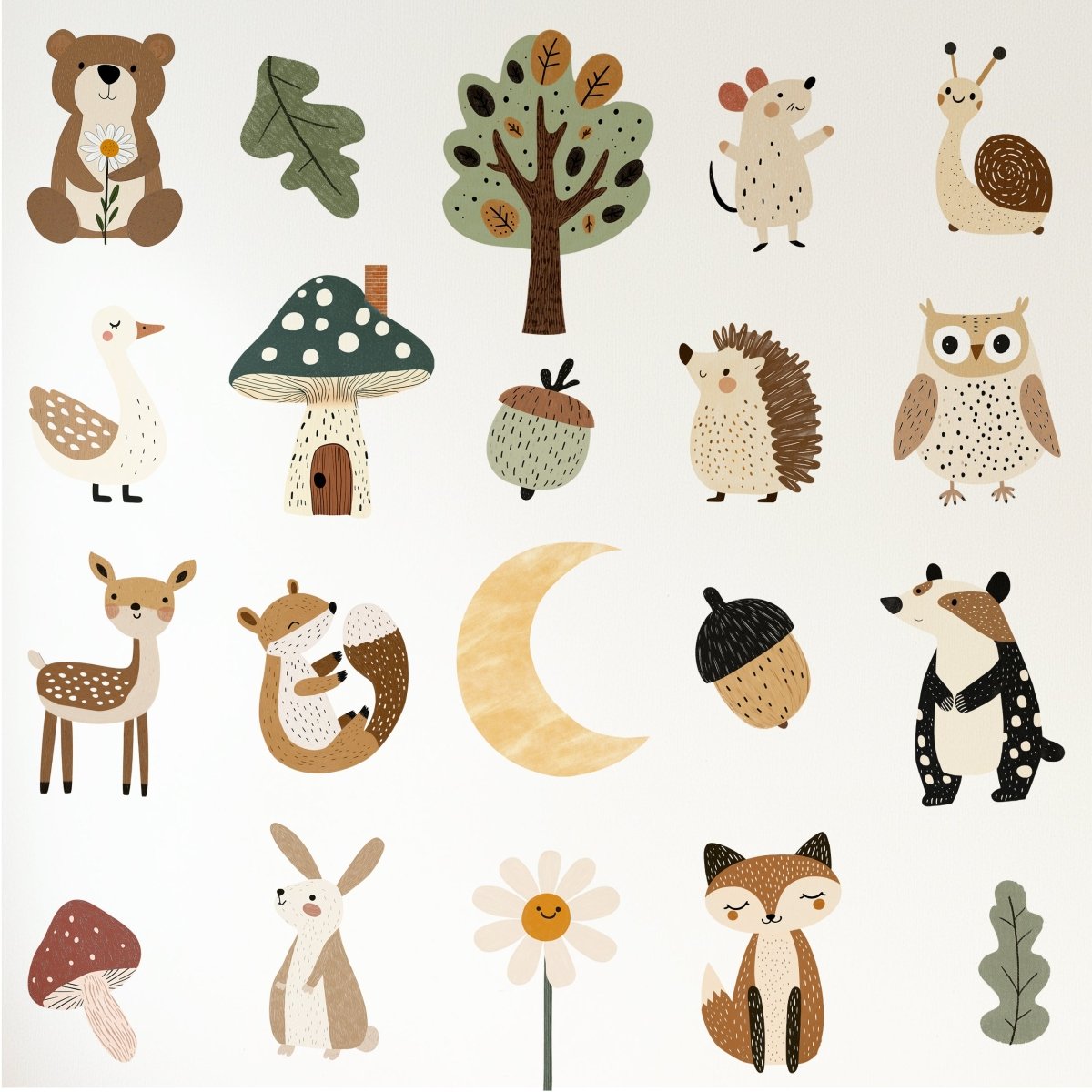 Premium Fabric Nursery Wall Stickers - Woodland Animals - RoseRowanDesign -