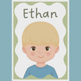 Load and play video in Gallery viewer, Personalised Children's Portrait Print – Custom Character & Name - Wavy Background
