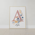 Load and play video in Gallery viewer, Personalised Name Wildflower Nursery Prints, Set of 3 Woodland Animal Wall Art for Baby Girls Bedroom, Floral Girls Boho Playroom Pictures