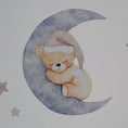 Load and play video in Gallery viewer, Premium Fabric Nursery Wall Stickers - Teddy Moon & Stars - 3 Colours Available