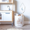 Load image into Gallery viewer, Princess Castle Themed Personalised Toy Trug for Kids Room or Nursery - RoseRowanDesign -