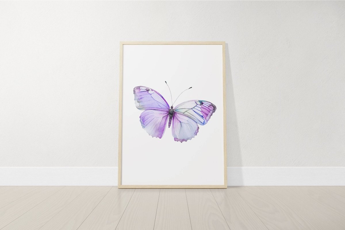 Purple Butterfly Personalised Nursery Prints | Set of 3 | Wall Art for Baby Girls' Room - RoseRowanDesign -