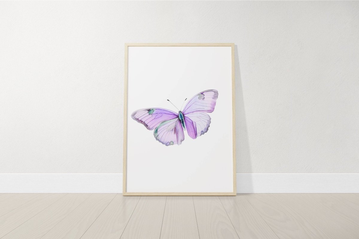Purple Butterfly Personalised Nursery Prints | Set of 3 | Wall Art for Baby Girls' Room - RoseRowanDesign -