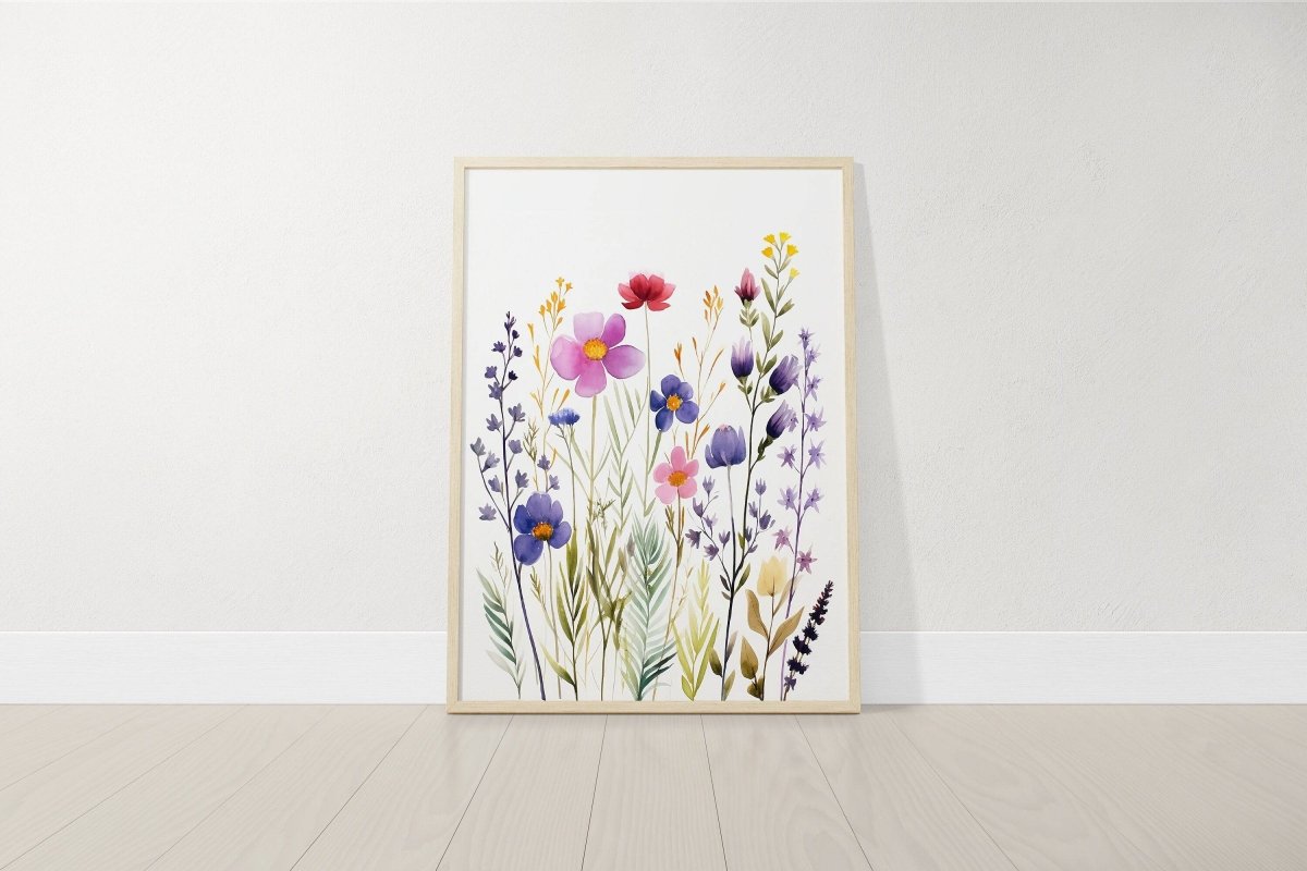 Purple Wildflower Nursery Prints | Set of 3 | Floral Decor for Baby Girls' Room - RoseRowanDesign -