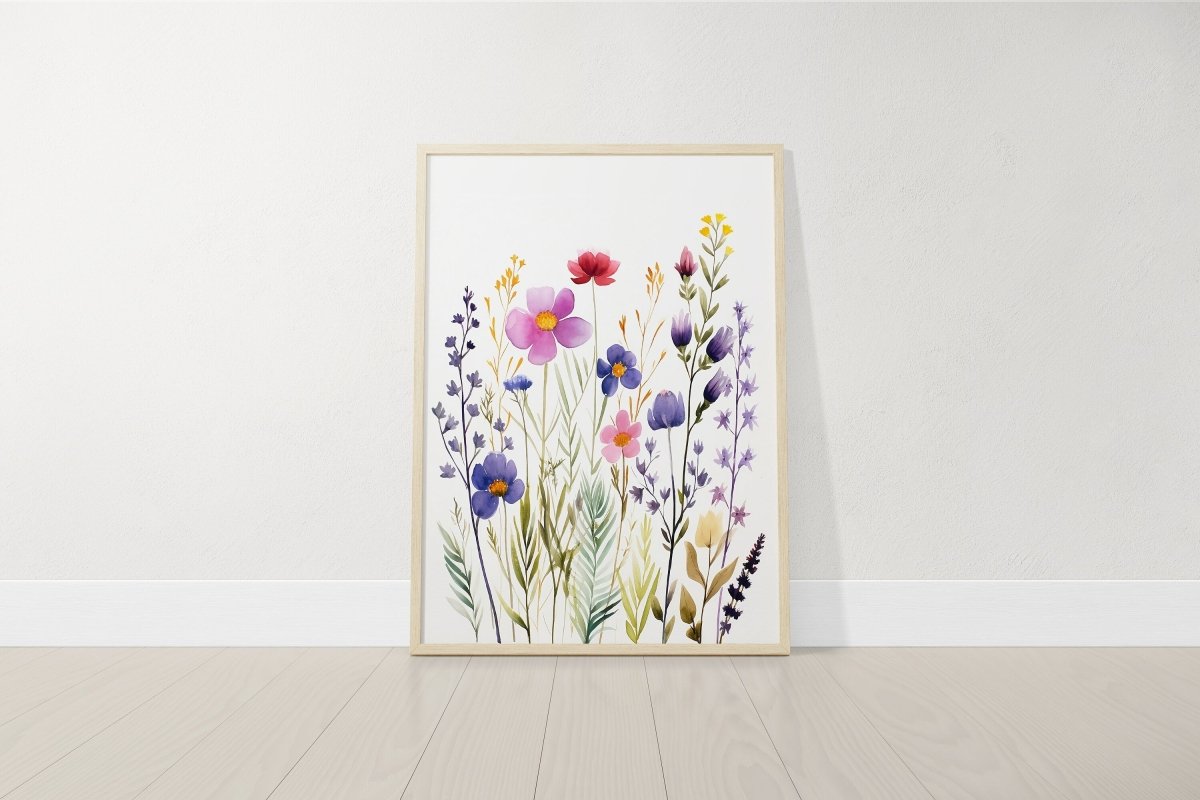 Purple Wildflower Nursery Prints | Set of 3 | Floral Decor for Baby Girls' Room - RoseRowanDesign -