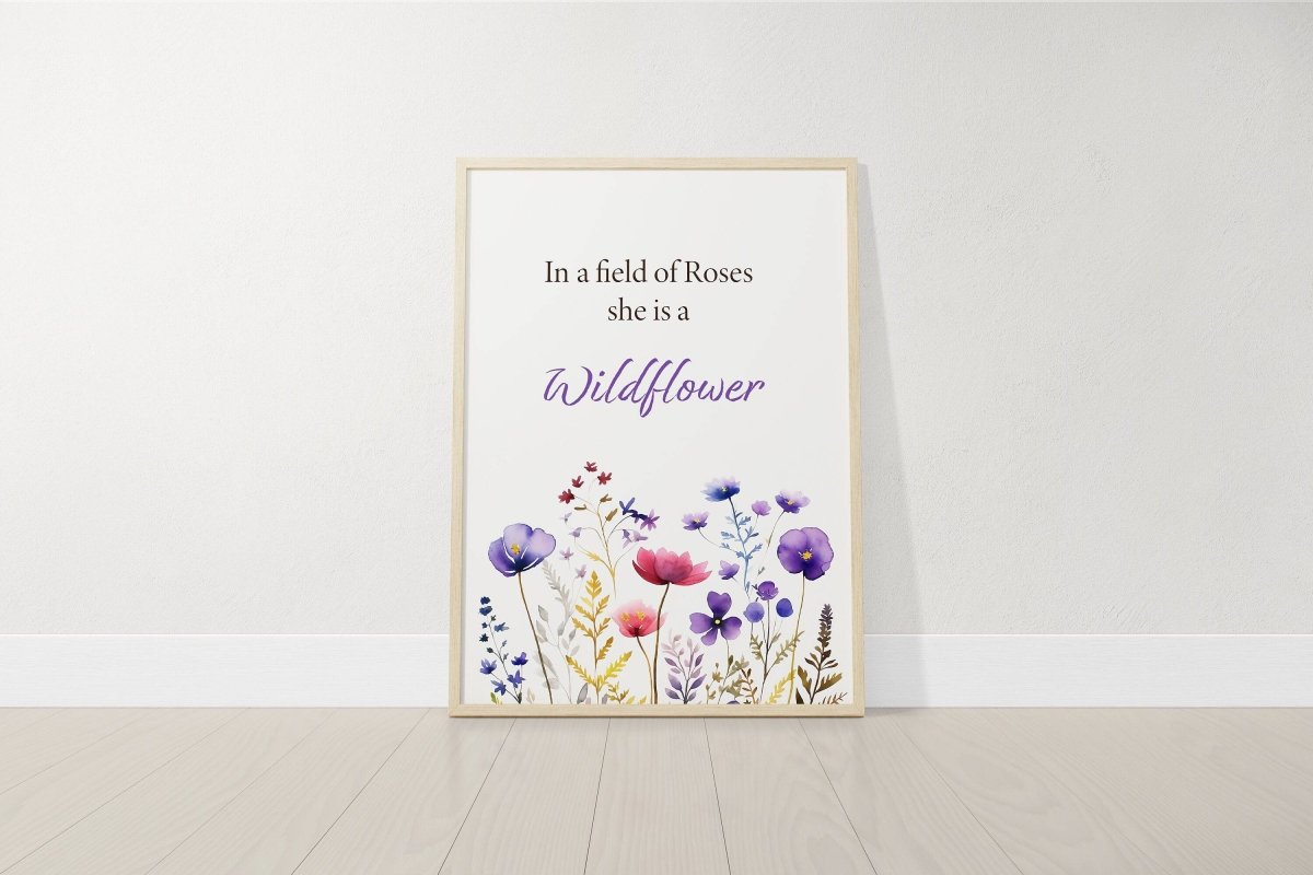 Purple Wildflower Nursery Prints | Set of 3 | Floral Decor for Baby Girls' Room - RoseRowanDesign -