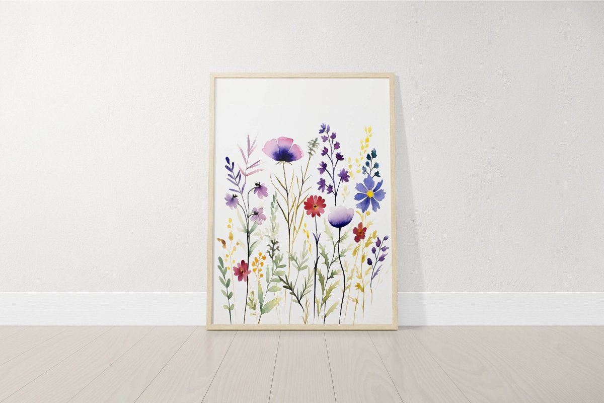 Purple Wildflower Nursery Prints | Set of 3 | Floral Decor for Baby Girls' Room - RoseRowanDesign -