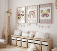 Load image into Gallery viewer, Rainbow, Flowers and Butterflies | Set of 3 Personalised Girls Room Decor - RoseRowanDesign - Wall Art