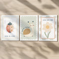 Load image into Gallery viewer, Retro Folk Nursery Print Set – Snail, Ladybird & Daisy - RoseRowanDesign -