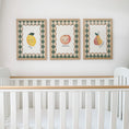 Load image into Gallery viewer, Vintage Fruit Nursery Prints | Green Harlequin | Set of 3, photo 3