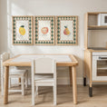 Load image into Gallery viewer, Vintage Fruit Nursery Prints | Green Harlequin | Set of 3, photo 4