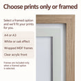 Load image into Gallery viewer, White and oak effect MDF frames with clear acrylic fronts, available in A4 and A3