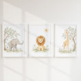 Load image into Gallery viewer, Botanical Safari Nursery Prints | Elephant, Lion & Giraffe | Set of 3, photo 5