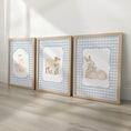Load image into Gallery viewer, Blue Gingham Country Animal Nursery Prints | Goose, Sheep & Bunny | Set of 3, photo 1