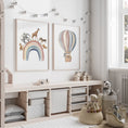 Load image into Gallery viewer, Safari Animal Balloon Nursery Prints | Set of 2 | Neutral Rainbow Wall Art for Baby's Room - RoseRowanDesign -