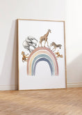 Load image into Gallery viewer, Safari Animal Balloon Nursery Prints | Set of 2 | Neutral Rainbow Wall Art for Baby's Room - RoseRowanDesign -