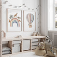 Load image into Gallery viewer, Safari Animal Balloon Nursery Prints | Set of 2 | Neutral Rainbow Wall Art for Baby's Room - RoseRowanDesign -