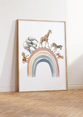 Load image into Gallery viewer, Safari Animal Balloon Nursery Prints | Set of 2 | Neutral Rainbow Wall Art for Baby's Room - RoseRowanDesign -