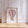 Load image into Gallery viewer, Safari Animal Balloon Nursery Prints | Set of 2 | Pink Rainbow Wall Art for Baby Girl's Room - RoseRowanDesign -