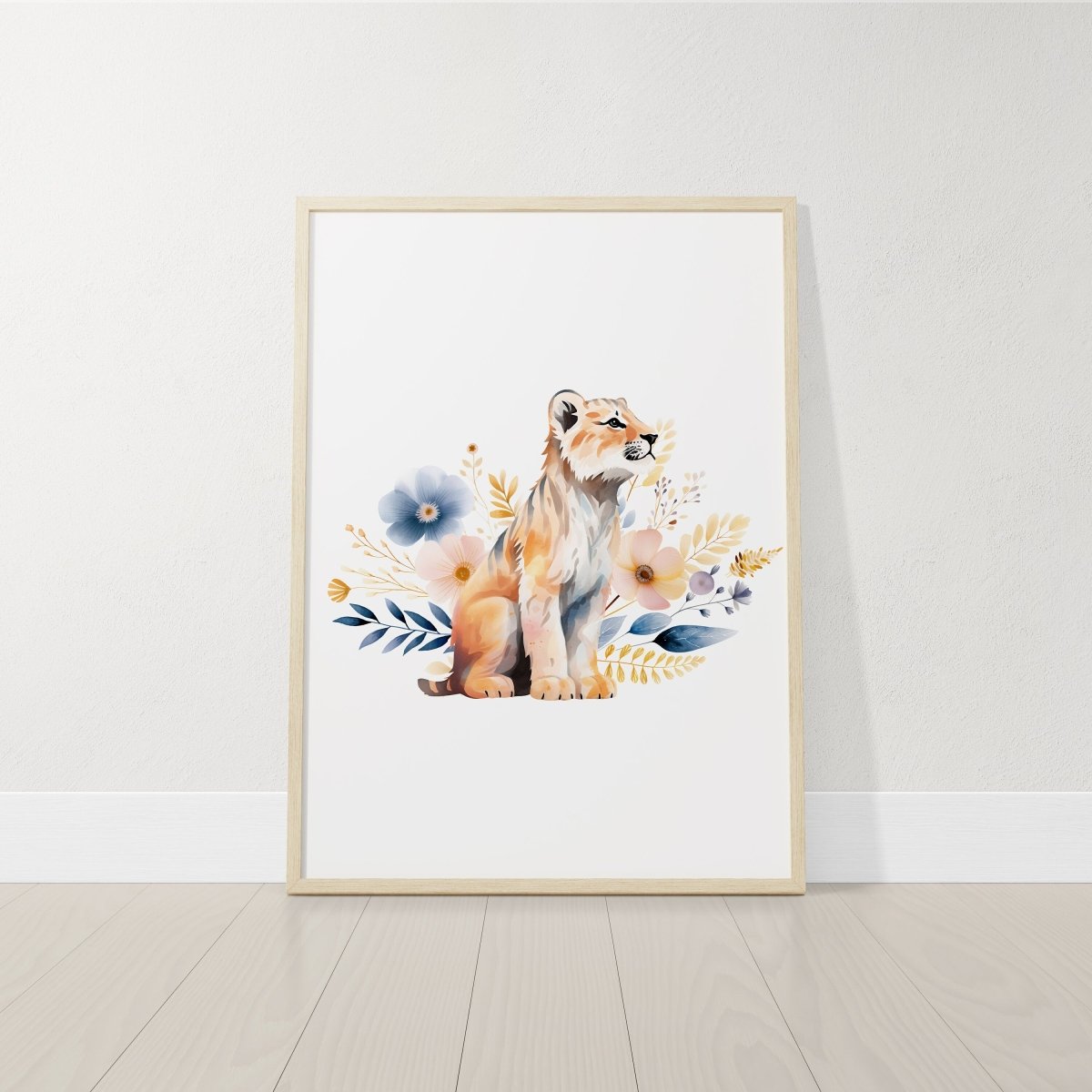 Safari Animal Boho Nursery Prints | Set of 3 | Wildflower Wall Art for Baby's Room - RoseRowanDesign -