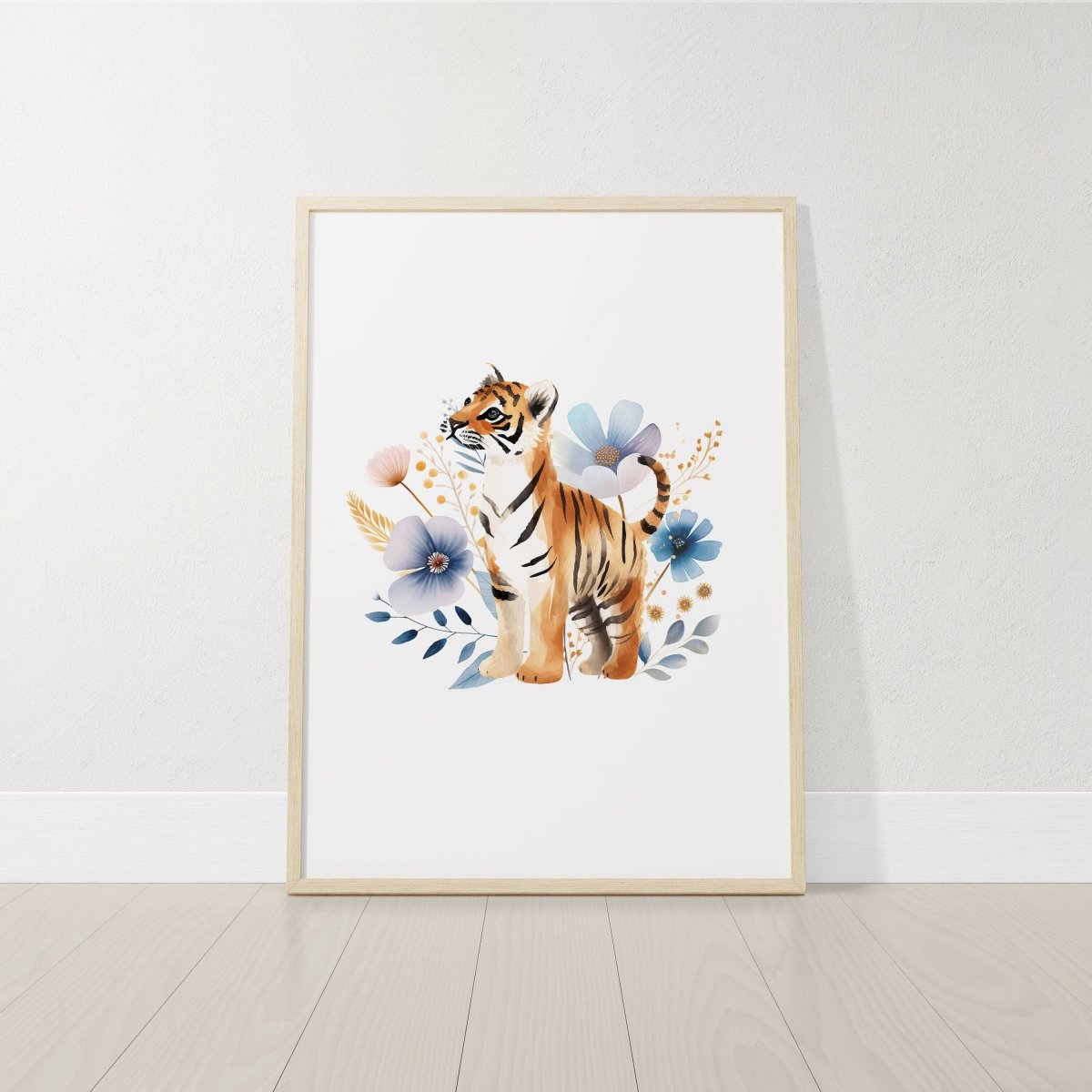 Safari Animal Boho Nursery Prints | Set of 3 | Wildflower Wall Art for Baby's Room - RoseRowanDesign -