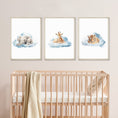 Load image into Gallery viewer, Safari Animal Cloud Nursery Prints | Set of 3 | Neutral Wall Art for Baby's Room - RoseRowanDesign -
