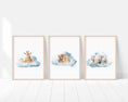 Load image into Gallery viewer, Safari Animal Cloud Nursery Prints | Set of 3 | Neutral Wall Art for Baby's Room - RoseRowanDesign -