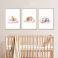 Load image into Gallery viewer, Safari Animal Cloud Nursery Prints | Set of 3 | Neutral Wall Art for Baby's Room - RoseRowanDesign -