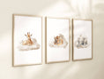 Load image into Gallery viewer, Safari Animal Cloud Nursery Prints | Set of 3 | Neutral Wall Art for Baby's Room - RoseRowanDesign -