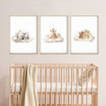 Load image into Gallery viewer, Safari Animal Cloud Nursery Prints | Set of 3 | Neutral Wall Art for Baby's Room - RoseRowanDesign -