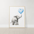 Load image into Gallery viewer, Safari Animal Nursery Prints | Set of 3 | Blue Balloon Wall Art for Baby Boy's Bedroom - RoseRowanDesign -
