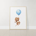 Load image into Gallery viewer, Safari Animal Nursery Prints | Set of 3 | Blue Balloon Wall Art for Baby Boy's Bedroom - RoseRowanDesign -