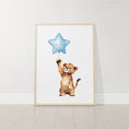 Load image into Gallery viewer, Safari Animal Nursery Prints | Set of 3 | Blue Balloon Wall Art for Baby Boy's Bedroom - RoseRowanDesign -