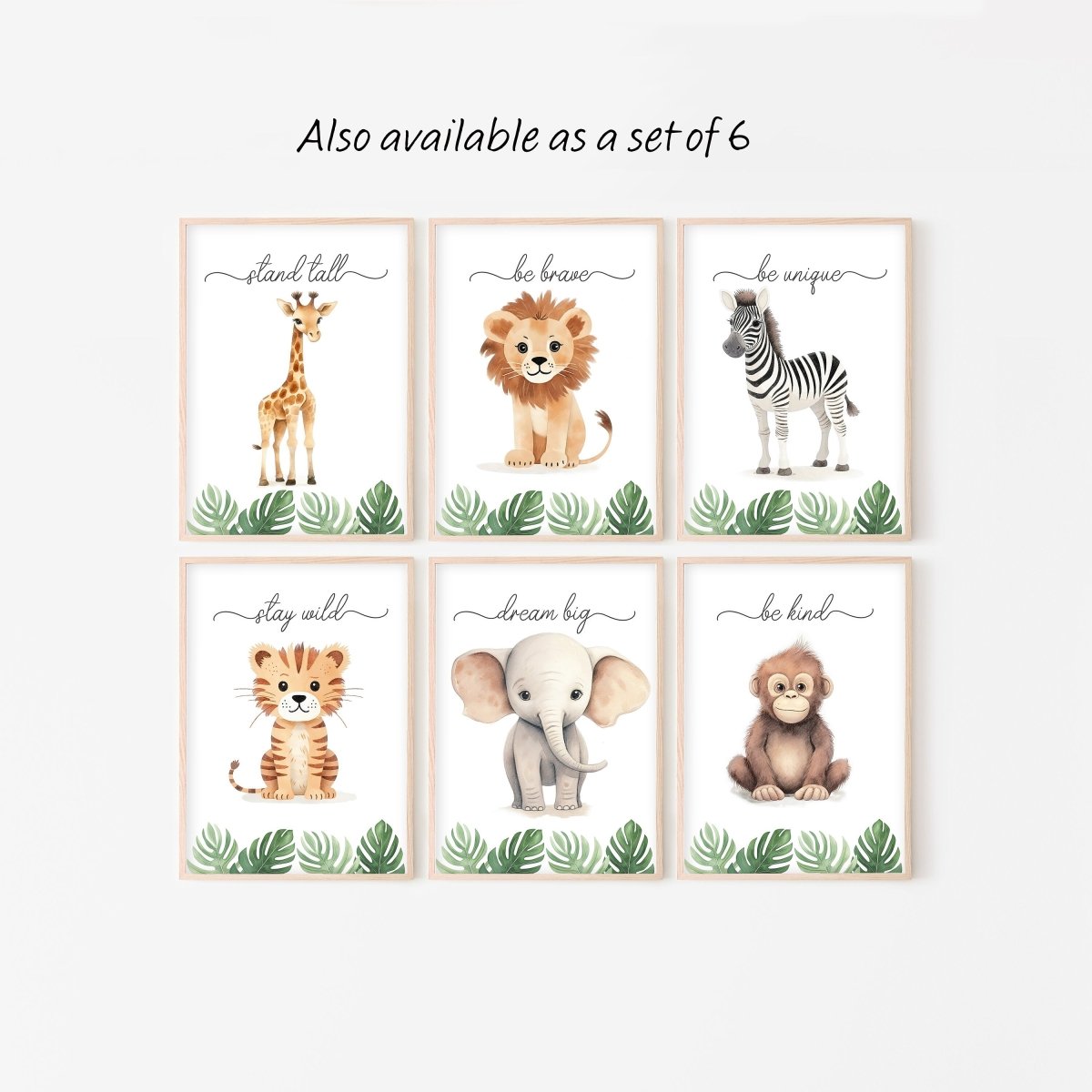 Safari Animal Nursery Prints | Set of 3 | Jungle Theme Wall Art for Babies' Room - RoseRowanDesign -