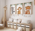Load image into Gallery viewer, Safari Animal Nursery Prints | Set of 3 | Jungle Wall Art for Babies' Bedroom - RoseRowanDesign -