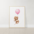 Load image into Gallery viewer, Safari Animal Nursery Prints | Set of 3 | Pink Balloon Wall Art for Baby Girl's Bedroom - RoseRowanDesign -