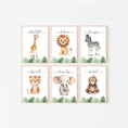 Load image into Gallery viewer, Safari Animal Nursery Prints | Set of 6 | Jungle Wall Art for Baby's Room - RoseRowanDesign -