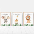 Load image into Gallery viewer, Safari Animal Nursery Prints | Set of 6 | Jungle Wall Art for Baby's Room - RoseRowanDesign -