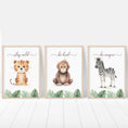 Load image into Gallery viewer, Safari Animal Nursery Prints | Set of 6 | Jungle Wall Art for Baby's Room - RoseRowanDesign -