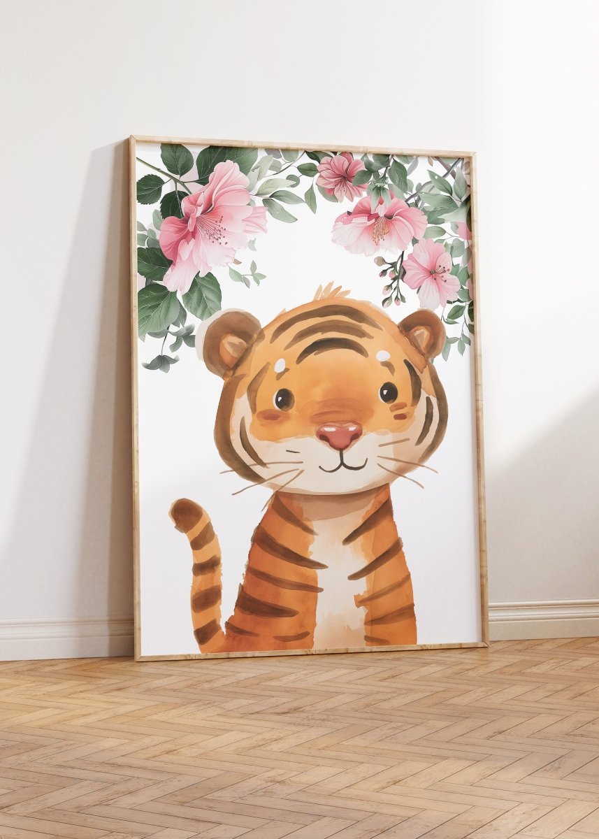 Safari Animal Nursery Prints | Set of 6 | Pink Jungle Decor for Girls' Room or Nursery - RoseRowanDesign -