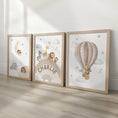 Load image into Gallery viewer, Safari Animal Nursery Wall Prints, Set of 3 Hot Air Balloon, Rainbow, Optional Frame Boys Bedroom Decor, Gift for Kid Room, Playroom Posters - RoseRowanDesign -