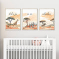 Load image into Gallery viewer, Safari Animal Nursery Wall Prints, Set of 3 Safari Animals For Babies Bedroom, Gender Neutral Nursery Decor, Lets Go On An Adventure - RoseRowanDesign -