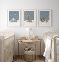 Load image into Gallery viewer, Safari Animal Nursery Wall Prints | Set of 3 | Sleeping Animals & Starry Night Decor for Babies' Room - RoseRowanDesign -