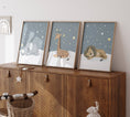 Load image into Gallery viewer, Safari Animal Nursery Wall Prints | Set of 3 | Sleeping Animals & Starry Night Decor for Babies' Room - RoseRowanDesign -