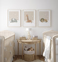 Load image into Gallery viewer, Safari Animal Nursery Wall Prints | Set of 3 | Sleeping Animals & Stars for Gender - Neutral Baby Room - RoseRowanDesign -