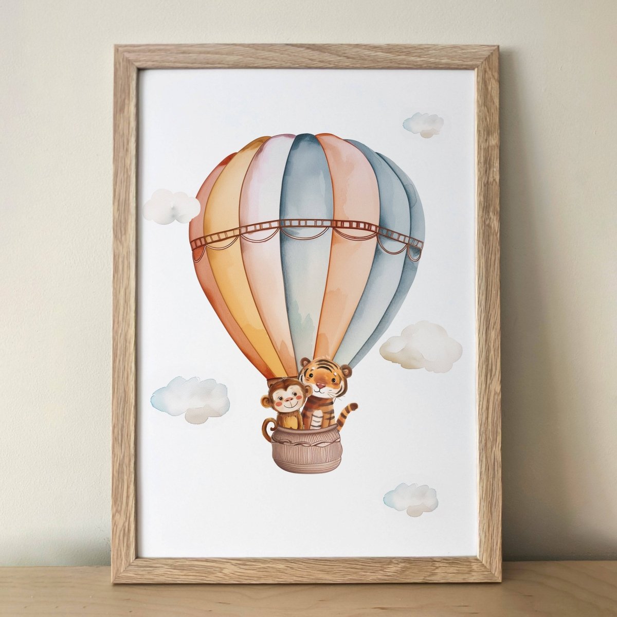 Safari Animal Prints for Nursery - Gender Neutral Decor for Babies Room - Hakuna Matata - Hot Air Balloon, HuAnimal Ark - RoseRowanDesign -