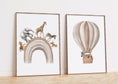Load image into Gallery viewer, Safari Animal Prints | Set of 2 Balloon Wall Art | Beige Rainbow Nursery Decor - RoseRowanDesign -