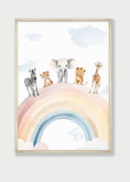 Load image into Gallery viewer, Safari Animal Rainbow Nursery Prints | Set of 2 | Hot Air Balloon Wall Art for Baby's Room - RoseRowanDesign -